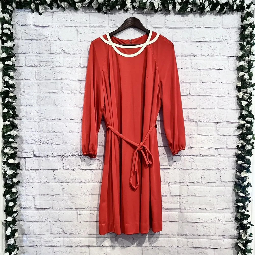 The Kohler Collection‎ Vintage Women's Size XL Orange Long Sleeve Dress